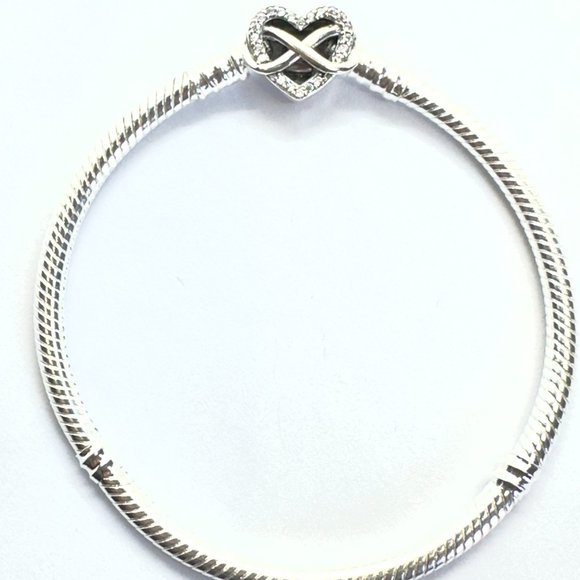 Pandora Moments Sparkling Infinity Heart Clasp Snake Chain Bracelet - Picture 8 of 8